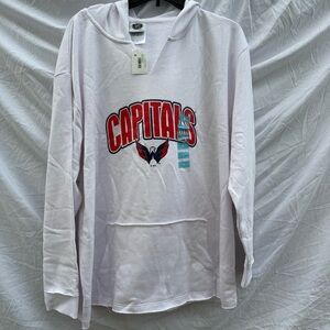 Washington Capitals Lightweight White Pullover Hoodie Size XL NWT